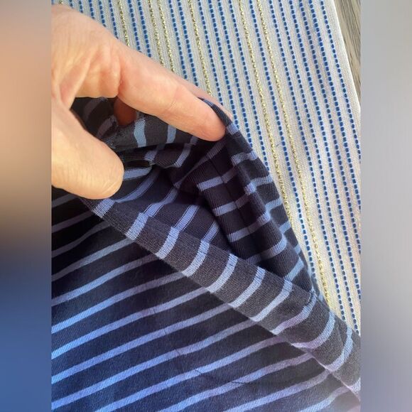 J.Jill Dress Mixed Media Shirttail  Striped Womens Size 1X  Blue Denim Pockets - Picture 11 of 15